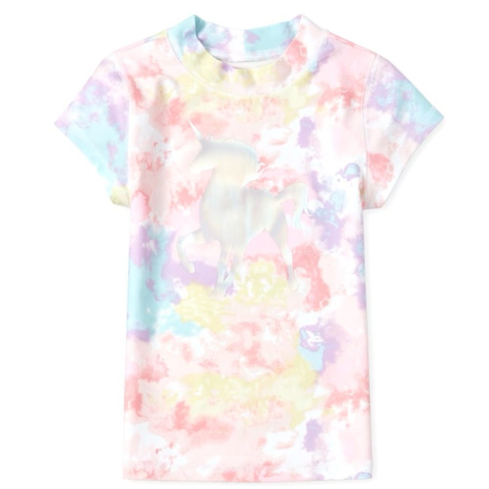 ✅ 5 for $25 - Unicorn Tie Dye Rash Guard, The Children’s Place Size 7/8